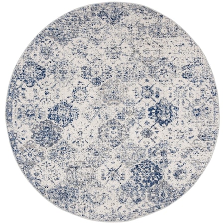 Safavieh 9 x 9 ft. Madison Power Loomed Round Area Rug; White & Royal Blue MAD611C-9R